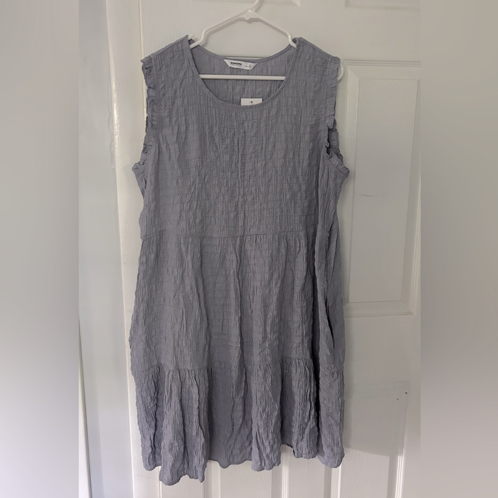 Sleeveless Textured slate blue Dress